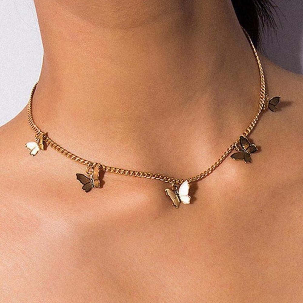 2/$10 NEW! Butterfly Charm Necklace Rhinestone Decor Dainty Boho Pendant Cute